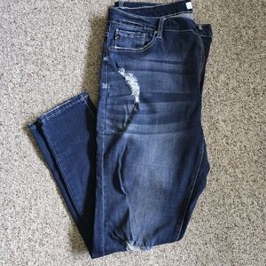 KanCan Dark Blue Distressed Ankle Jeans